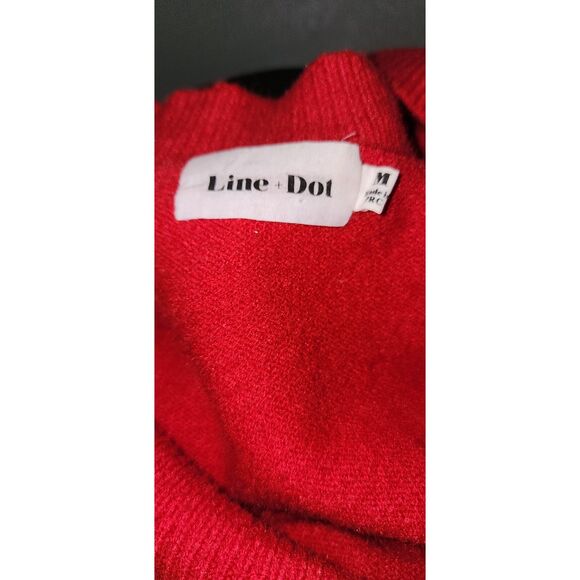 Line & Dot Red Ruffle Sleeve Mock Turtleneck Sweater Size M - Picture 7 of 10
